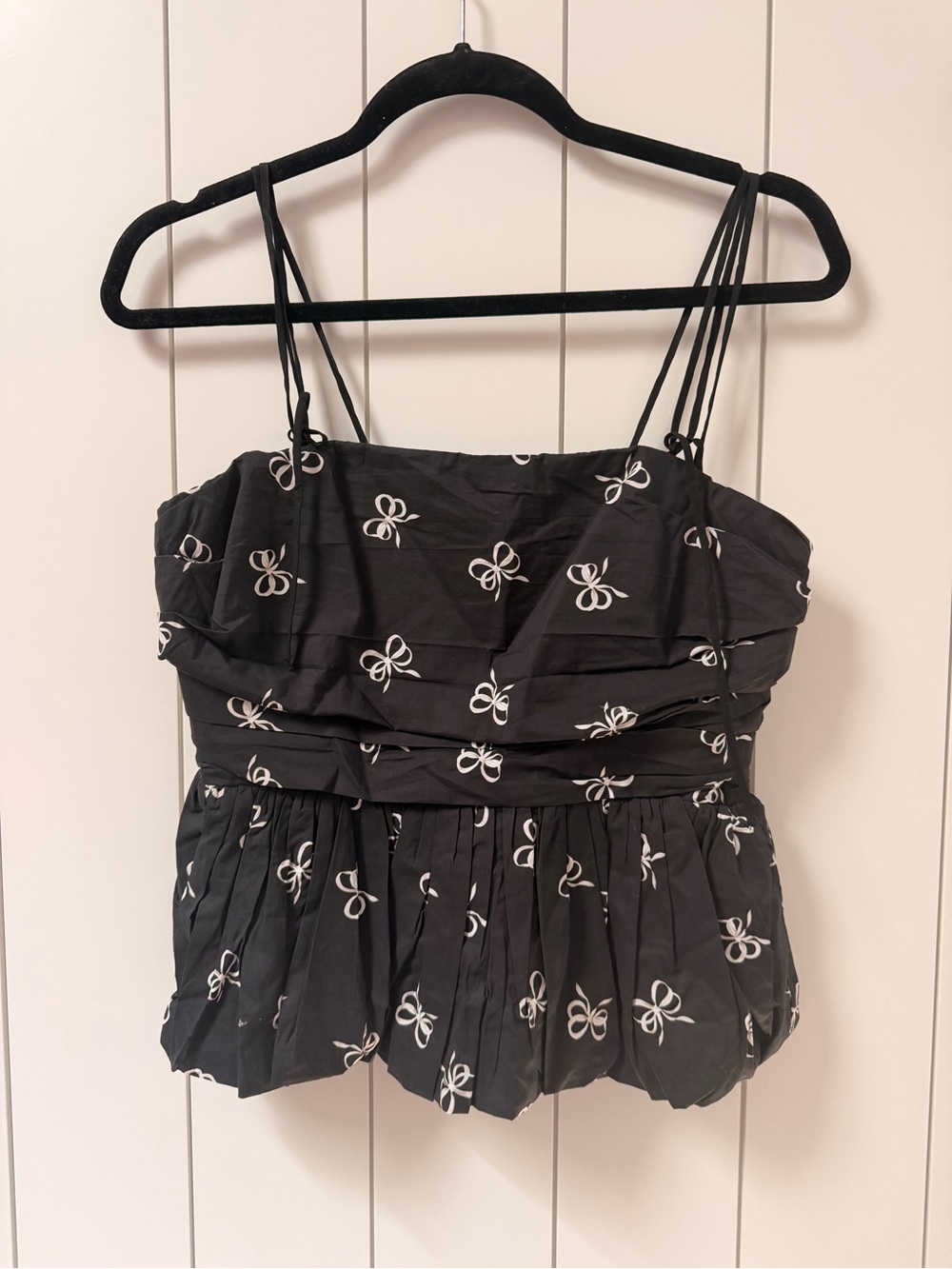 En Saison Black Bow-Print Pleated Camisole from Anthropologie